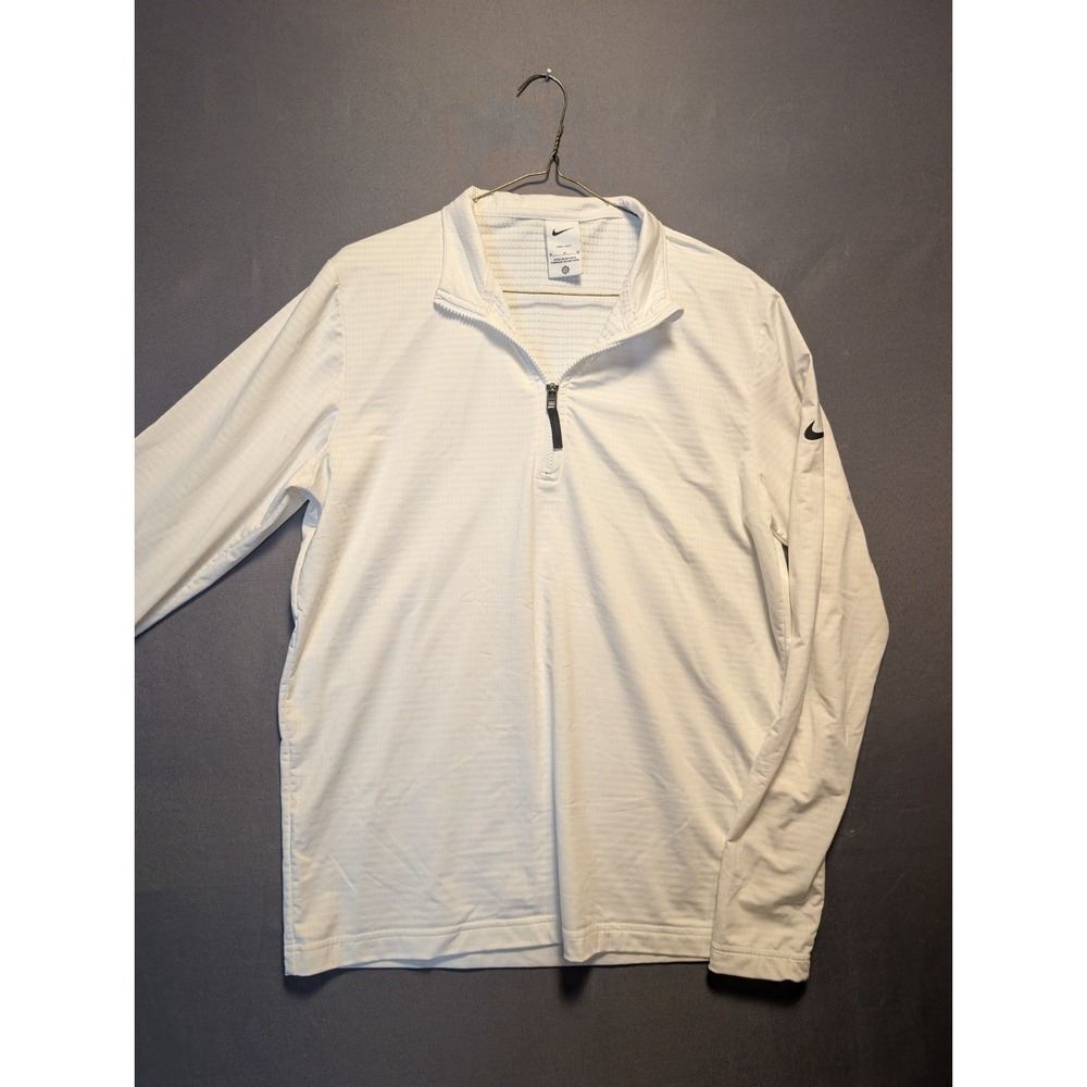 Nike Victory Dri Fit Golf Top Mens M White Half Zip Sweat Wicking Performance